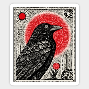 Occult Raven Tarot Card | Gothic Crow Grimoire Art Sticker